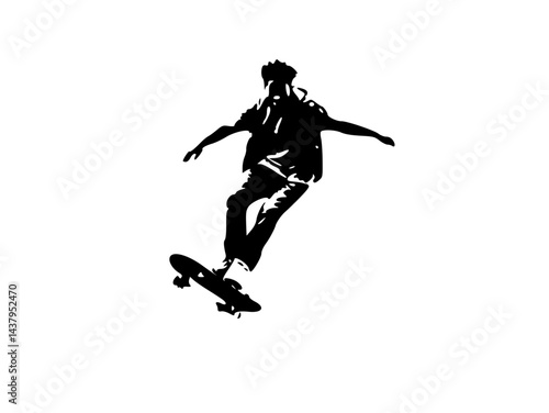 vector or illustration of a person carrying a skateboard