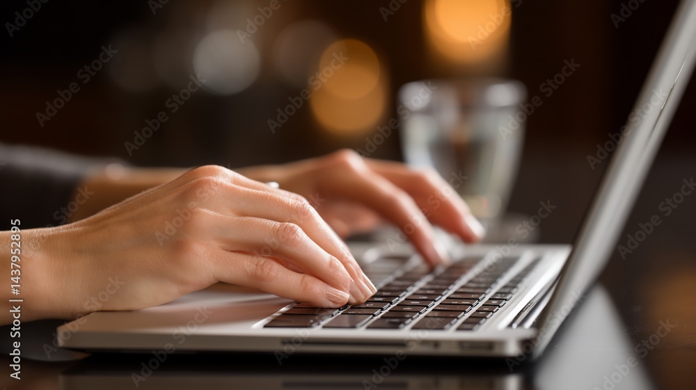 Woman typing on laptop in a cafe (1) Woman typing on laptop in a cafe (1)