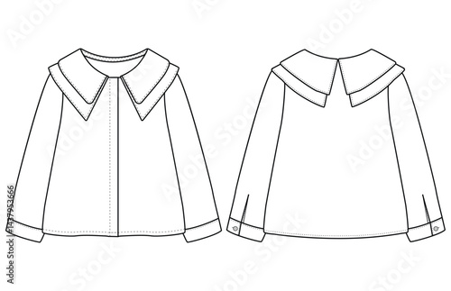 Baby Girl Ruffled Polka Dot Dress shirt long sleeves vector design