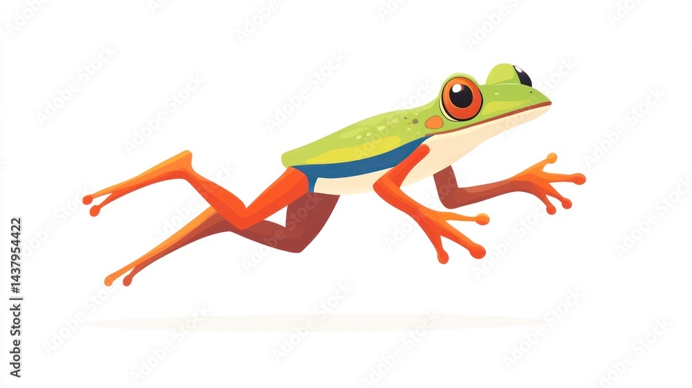 Fototapeta premium Animated illustration of a jumping tree frog
