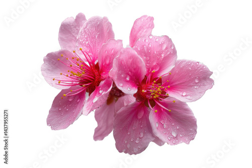 Pink blossoms dew-kissed isolated on transparent PNG background