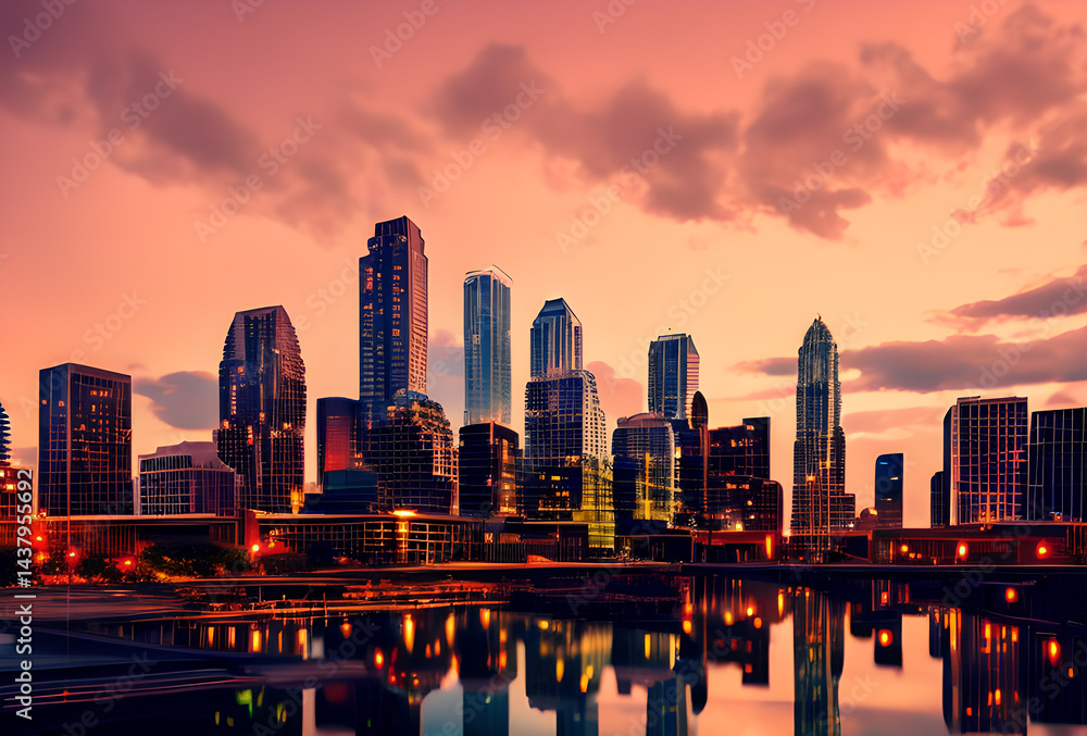 Fototapeta premium chicago skyline at sunset