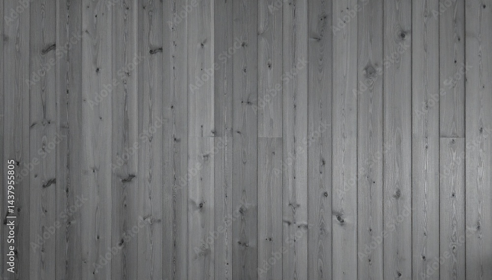 Naklejka premium ダークグレーアントラシートの縦張り木製パネルが広がるパノラマビュー、シンプルでスタイリッシュな室内