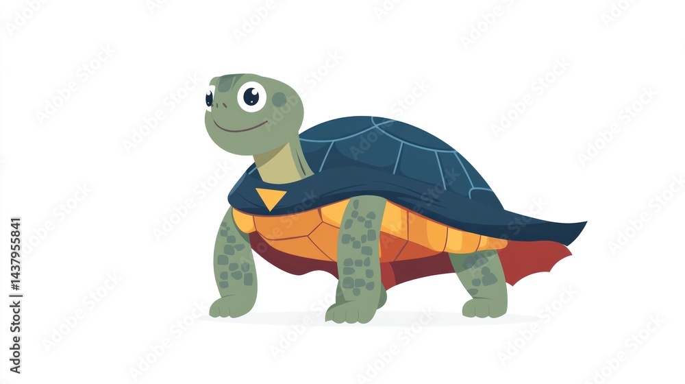 Fototapeta premium Cute cartoon turtle superhero