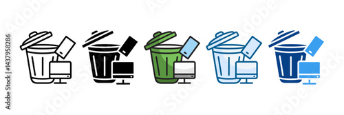 Electronic Waste Icon Set Multiple Style Collection