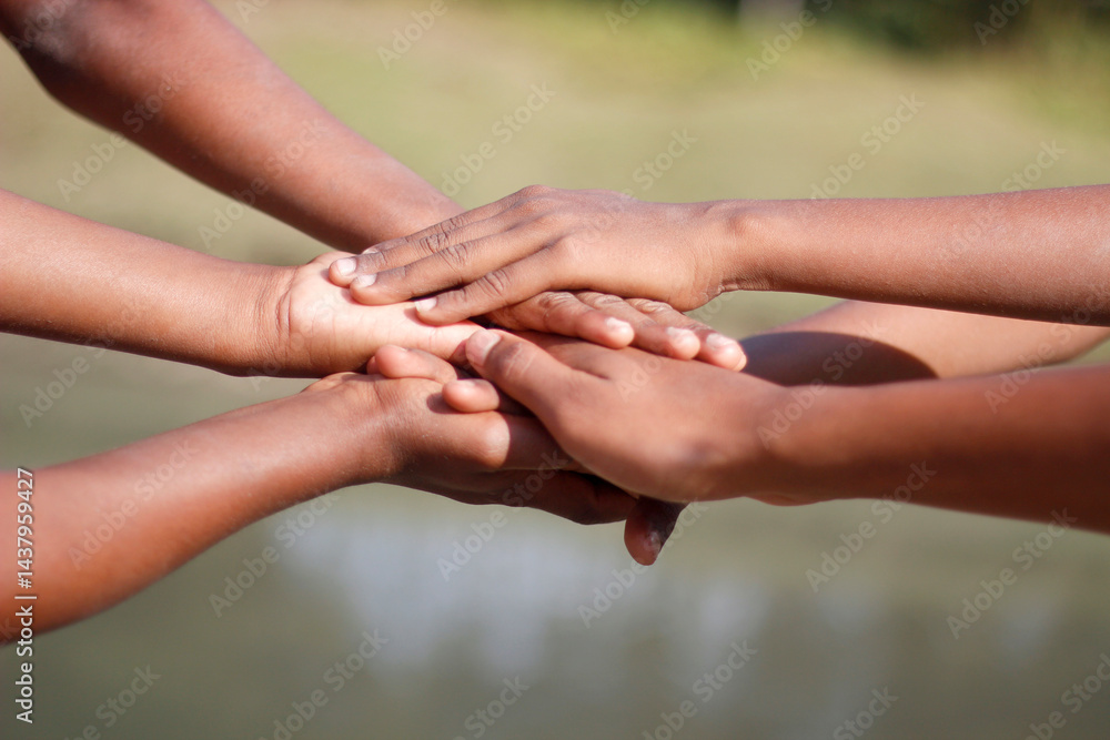 Many hands joined together for a partnership Many hands joined together for a partnership