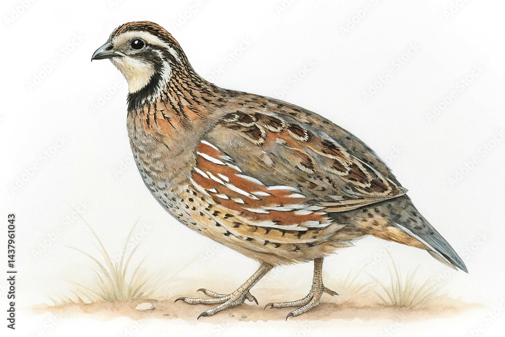 Fototapeta premium Wild quail isolated on white background