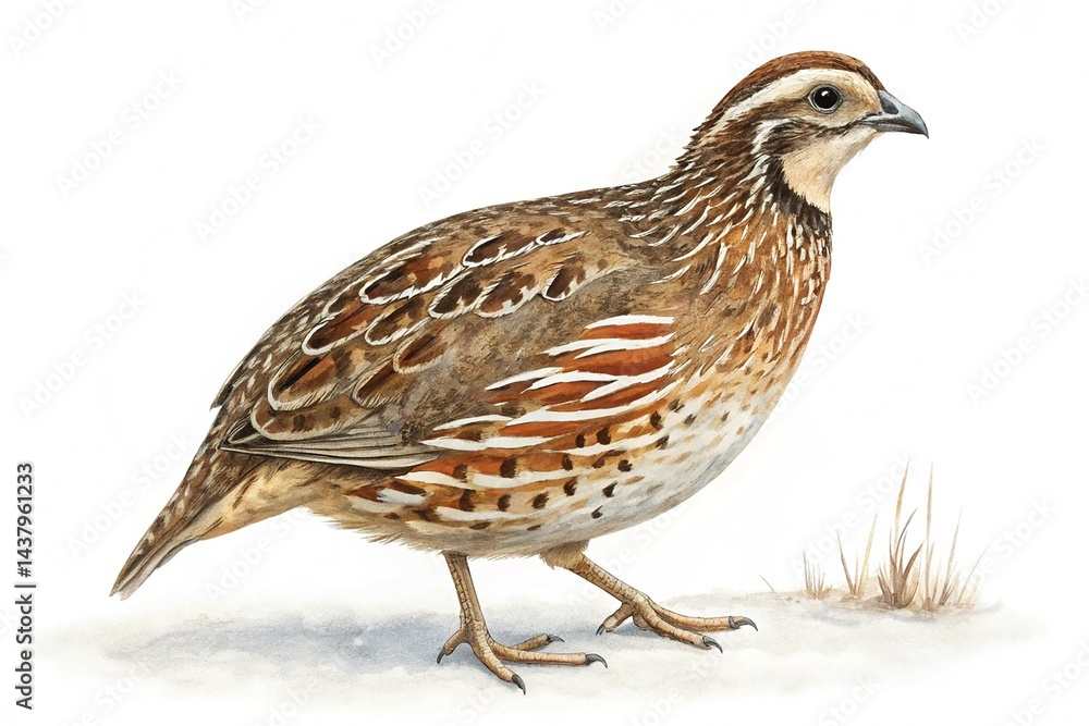 Fototapeta premium Wild quail isolated on white background