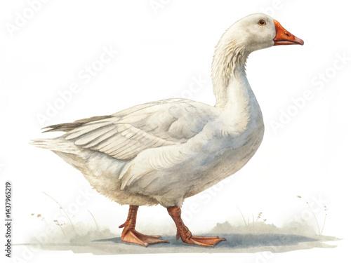 White domestic goose isolated on transparent with white background 