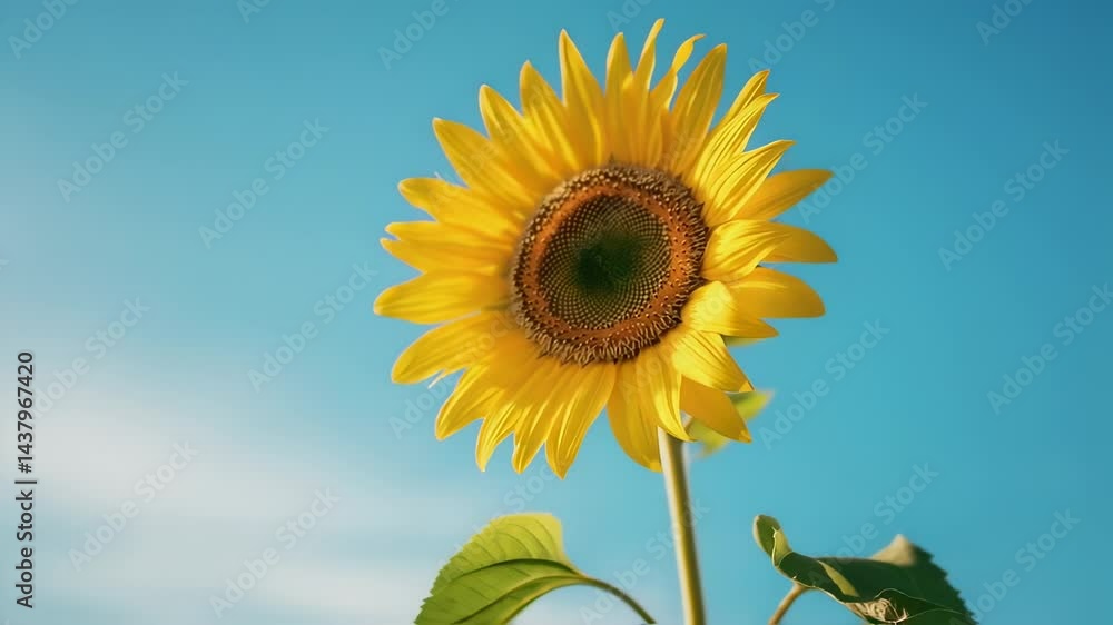 Sunflower blooming in vibrant colors under a clear blue sky in summer Sunflower blooming in vibrant colors under a clear blue sky in summer