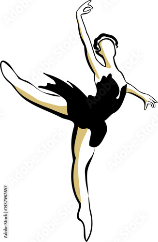 ballet dancer as black swan vector illustration