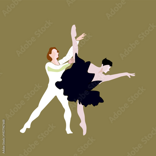 Illustration of a couple of dancers of ballet