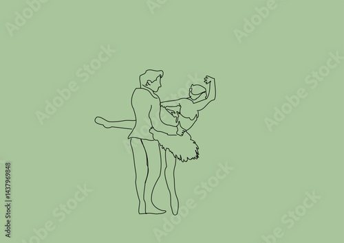 Line art of a couple of dancers of ballet