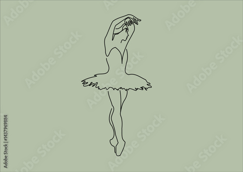 Line art of a ballerina or female dancer in the swan lake