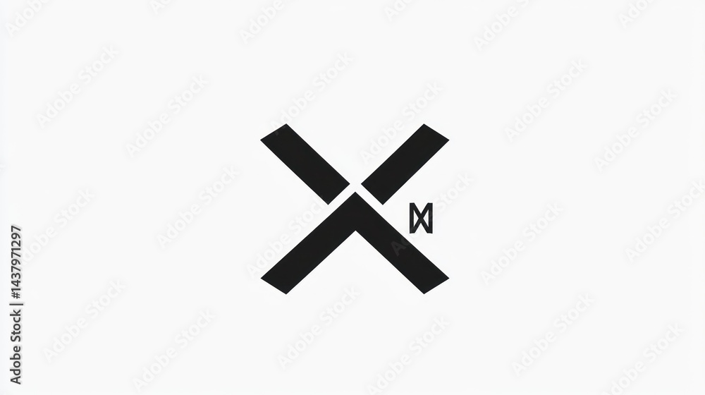 Fototapeta premium Minimalist black X letter logo design on white background.