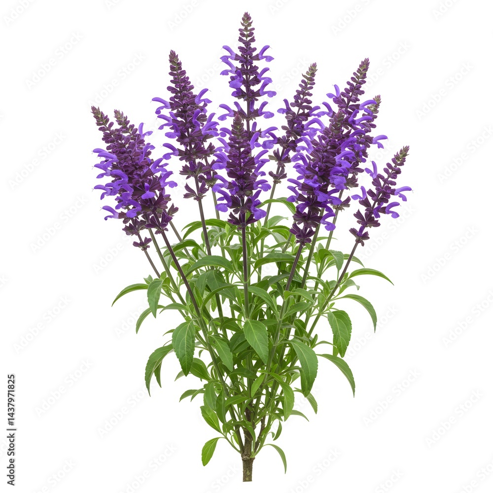 Naklejka premium Purple salvia flowers isolated on white