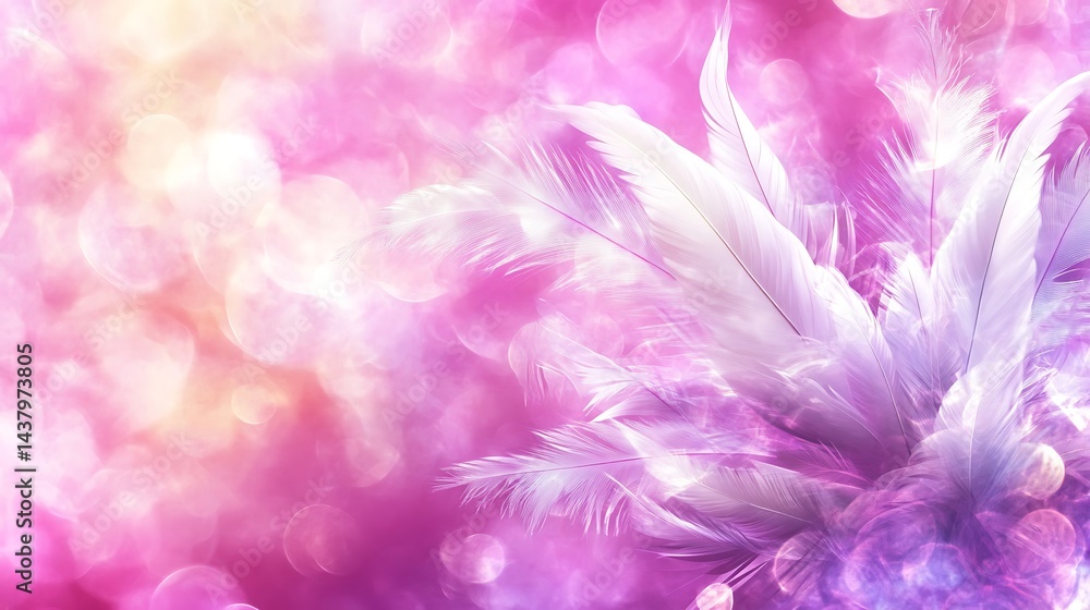 Soft Pink Feathers with Bokeh Background. Soft Pink Feathers with Bokeh Background.