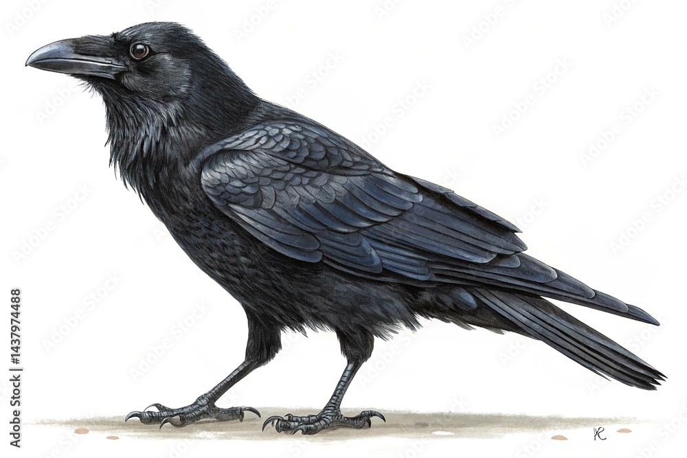 Fototapeta premium Carrion crow isolated on white background