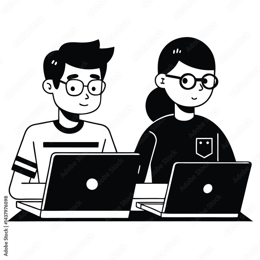 Freelancers working on laptops Freelancers working on laptops