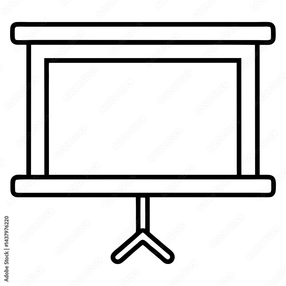 Naklejka premium Minimal Presentation Screen Icon - Empty Slide Design for Business