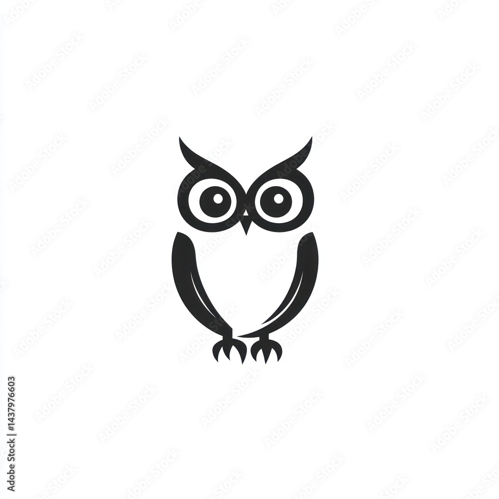 Simple owl illustration, white background, wisdom symbol, education design Simple owl illustration, white background, wisdom symbol, education design