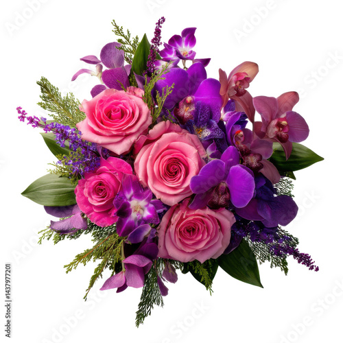 Pink and purple bouquet isolated on transparent PNG background