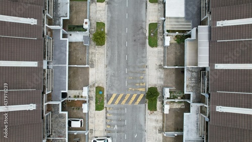 Aerial shot of housing district in Sepang near the International F1 Circuit in Selangor and KLIA airport, Malaysia