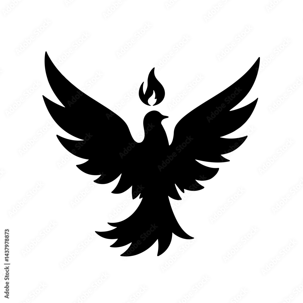 Fototapeta premium Silhouette of Holy Spirit dove in flame, Pentecostal symbolism