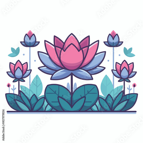 lotus, flower, beauty, vector, nature, floral, blossom, leaf, illustration, icon, plant, natural, meditation, bloom, petal, design, spa, isolated, art, flora, background, decoration, lily, pink, zen, 