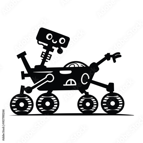 Mars Rover Doodle funny, Silhouette, Vector, Icon, Logo, White Background.