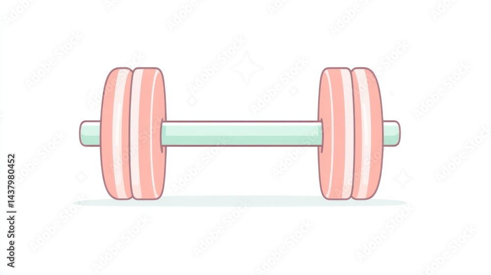 Obraz premium Pink dumbbell, fitness, weightlifting, exercise, gym, workout, illustration, simple background