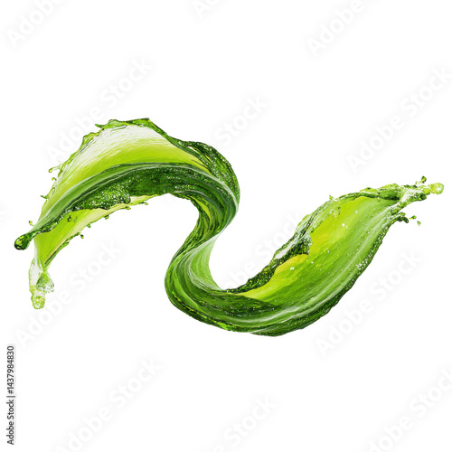 Green liquid splashing isolated on transparent PNG background