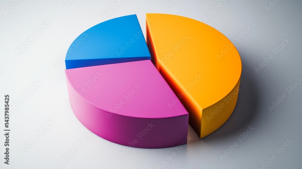 Obraz premium Basic D pie chart in cool colors with no outlines for a clean aesthetic