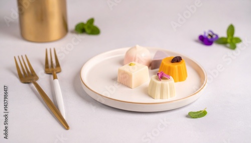 Wallpaper Mural 美しいデザートのアソート、シンプルな皿の上 Torontodigital.ca