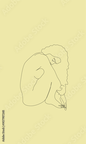 illustration of a woman sitting and curled up
