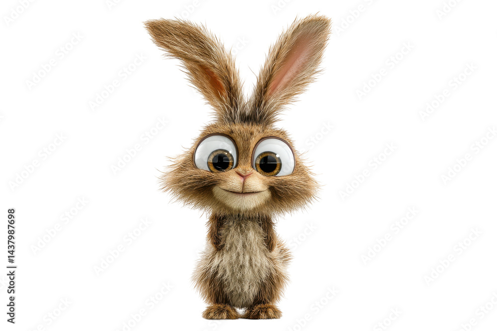 Obraz premium Cartoonish rabbit character isolated on transparent PNG background