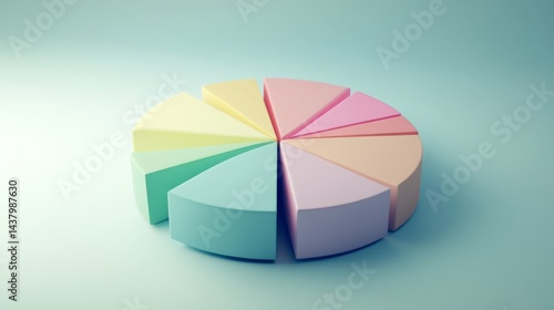 Soft-edged D pie chart with fresh pastel colors for modern presentations