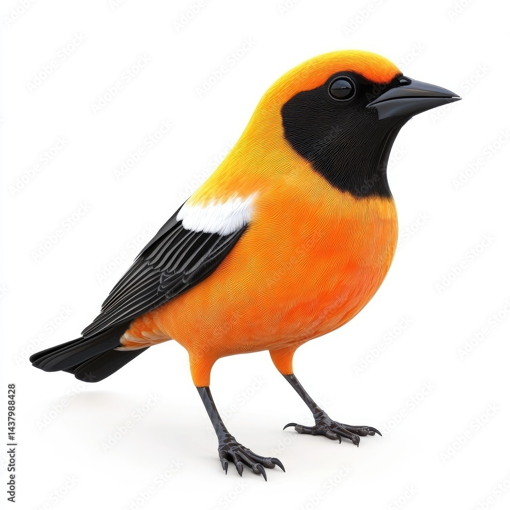 Obraz premium Vibrant orange and black tanager bird portrait.