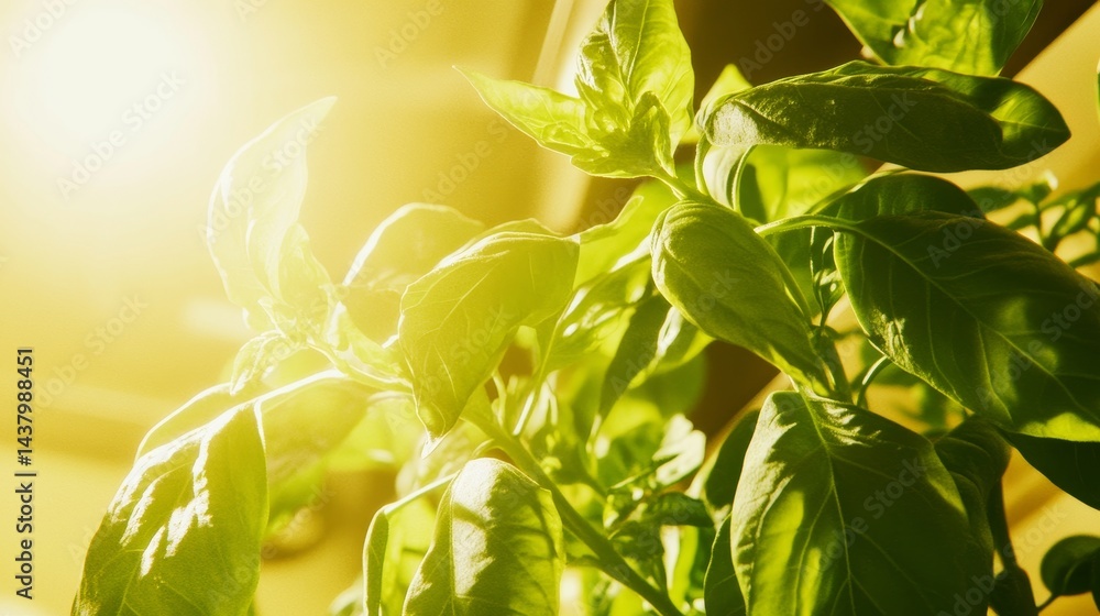 Fototapeta premium Close up view of lush agricultural crop field glowing under bright sunlight, symbolizing growth, farming, harvest, rural landscape and natural agriculture