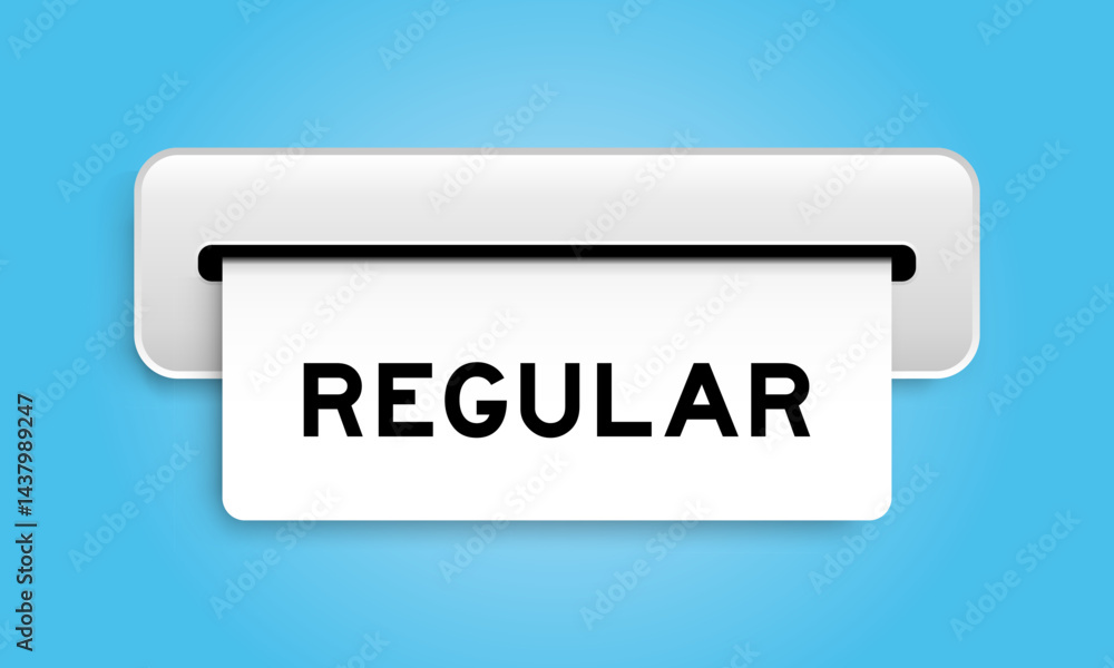 White coupon banner with word regular from machine on blue color background White coupon banner with word regular from machine on blue color background