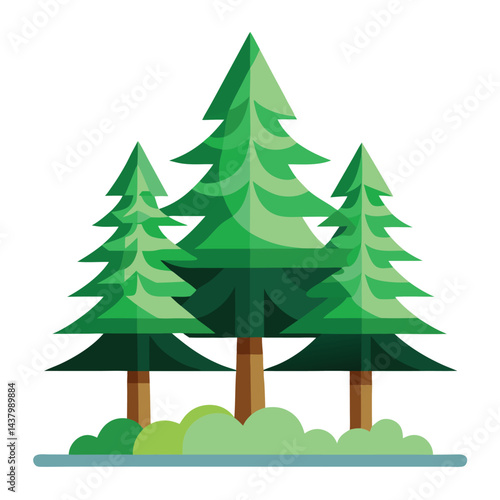 Spruce trees icon set isolated on white background
