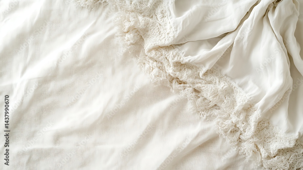 Obraz premium White fabric texture with crumpled textile.