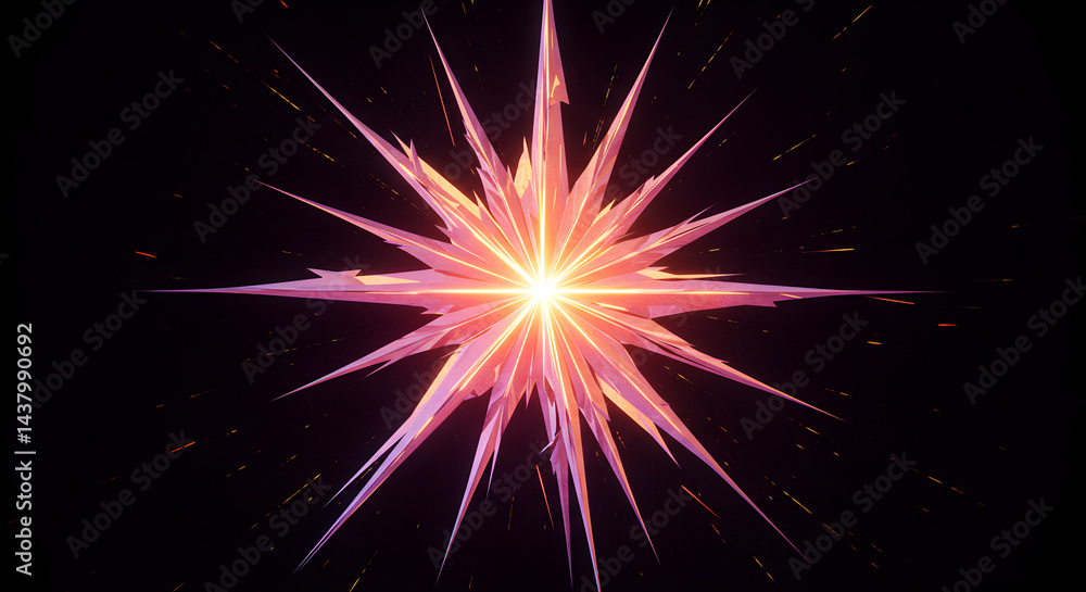 Fototapeta premium Radiant Starburst With Sharp Edges Against Dark Backdrop For Dynamic Designs