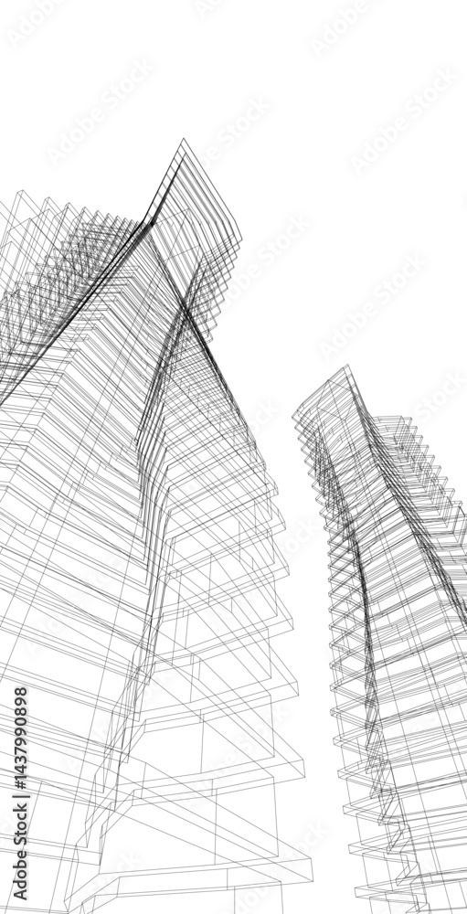 Fototapeta premium Abstract architectural drawing 3d illustration