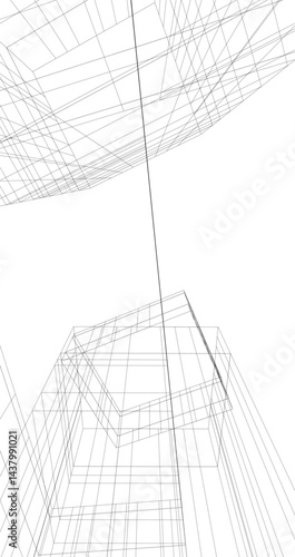 Abstract architectural drawing 3d illustration