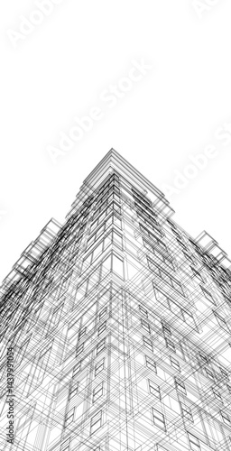 Abstract architectural drawing 3d illustration