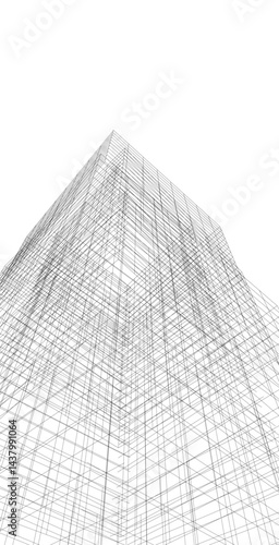 Abstract architectural drawing 3d illustration
