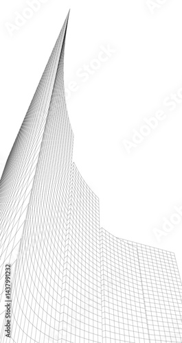 Abstract architectural drawing 3d illustration