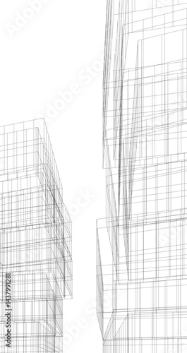 Abstract architectural drawing 3d illustration