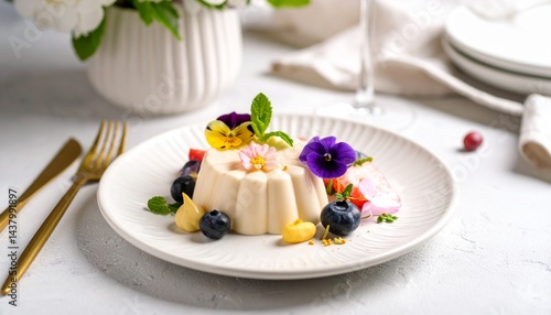 Wallpaper Mural 美しいデザート、パンナコッタとエディブルフラワー Torontodigital.ca